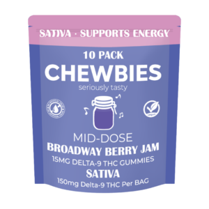 chewbies mid dose broadway berry jam delta 9 gummies